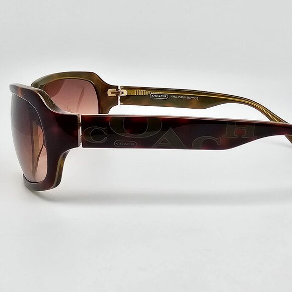 Coach S818 Rita Tortoise Green Frame Brown Gradient Lens Sunglasses w/ Case 63mm main image 12